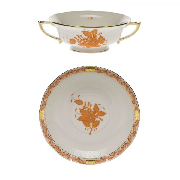 Cream Soup Cup and Saucer - Chinese Bouquet (Assorted Colors)