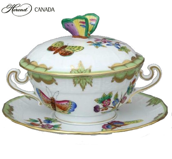 Soup Cup with Saucer, Butterfly Knob - Queen Victoria