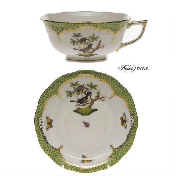 Teacup and Saucer - Rothschild Bird green