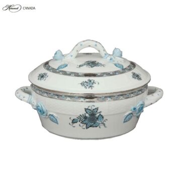 Vegetable dish, branch knob- Chinese Bouquet Turquoise