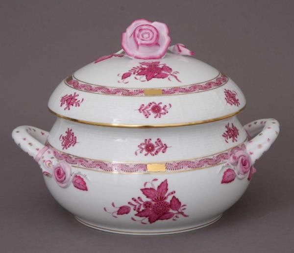 Soup tureen, rose knob - Chinese Bouquet (Assorted Colors)