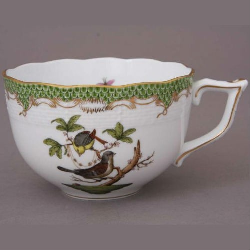 Teacup and Saucer (Large) - Rothschild Bird Green Fishnet
