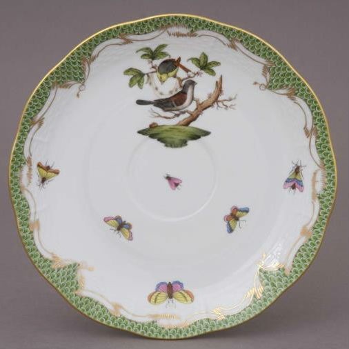 Teacup and Saucer (Large) - Rothschild Bird Green Fishnet