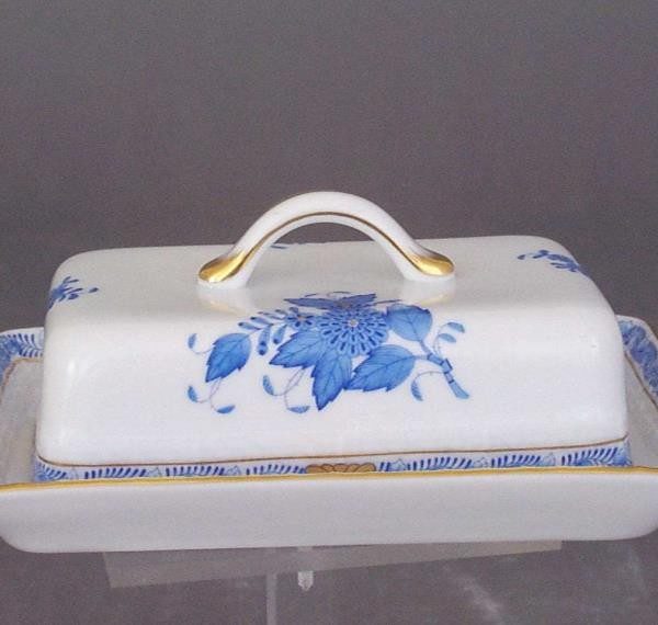 Butter dish, branch knob - Chinese Bouquet Blue