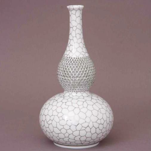 Vase, bottle-shaped, open-work