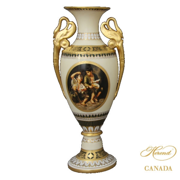 Large Vase w. Gold Swan handles (Assorted Decors)