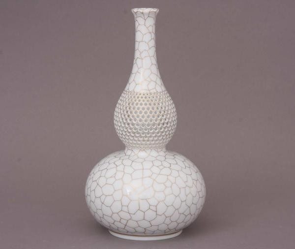 Vase, bottle-shaped, open-work