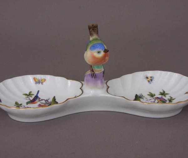 Double fancy dish, with bird