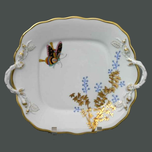 Cake Plate w. Handle - Bamboo & Butterfly