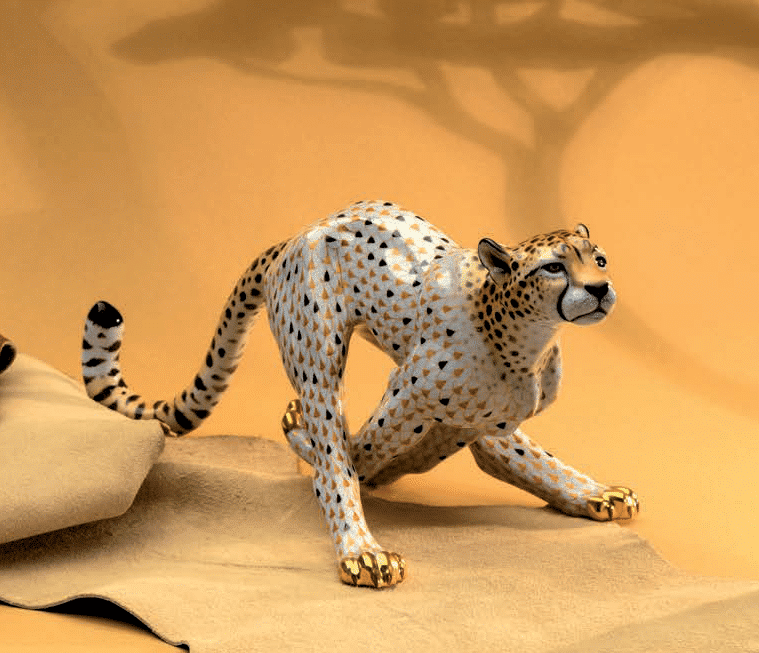 Fishnet Cheetah animal figurine - Herend Canada