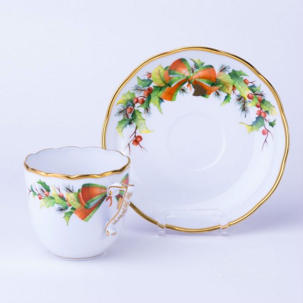 Coffee Cup and Saucer - Chinese Bouquet Rust