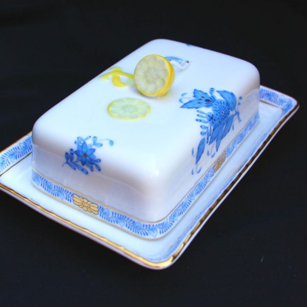 Chinese Bouquet Blue - Butter dish, lemon knob