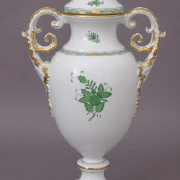 Fancy vas with lid - Chinese Bouquet Green