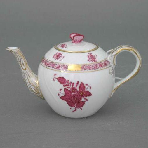 Teapot w. butterfly knob - Chinese Bouquet Rust