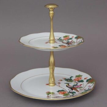 Two tier fruit stand - EDEN Blue - Gold handle