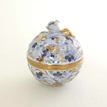 Bonbon, open-work, rose knob - Royal Blue and Gold Hand painted open work bonbon decorated with navy blue and 24k gold decoration. Perfect gift for any occation. All Herend home decor pieces come with gift packaging and Certificate of Origin.