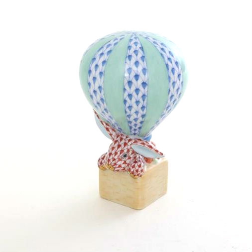 Herend Hot Air Balloon Bunny Figurine - Fishnet Colors