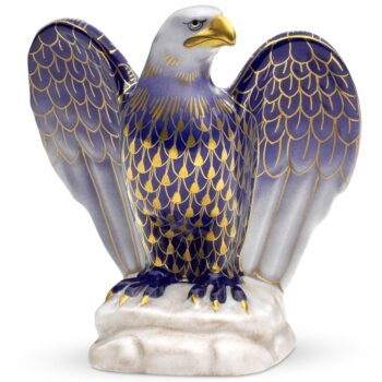 Herend Eagle Figurine - Fishnet Cobalt Blue & Gold