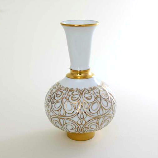 Vase with Relief - Oriential Outlines White