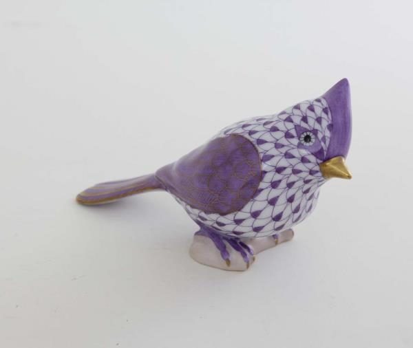 Herend Tufted Titmouse Bird - Fishnet Purple