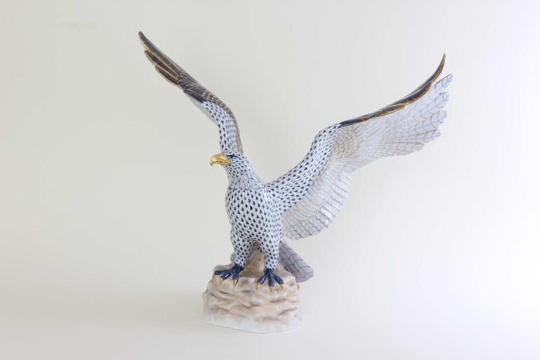 Herend Eagle Spread Wings- Fishnet Light Dark Blue