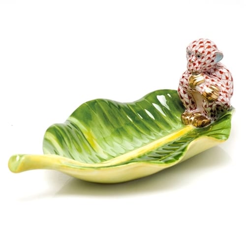 herend-monkey-on-banana-leaf-figurines