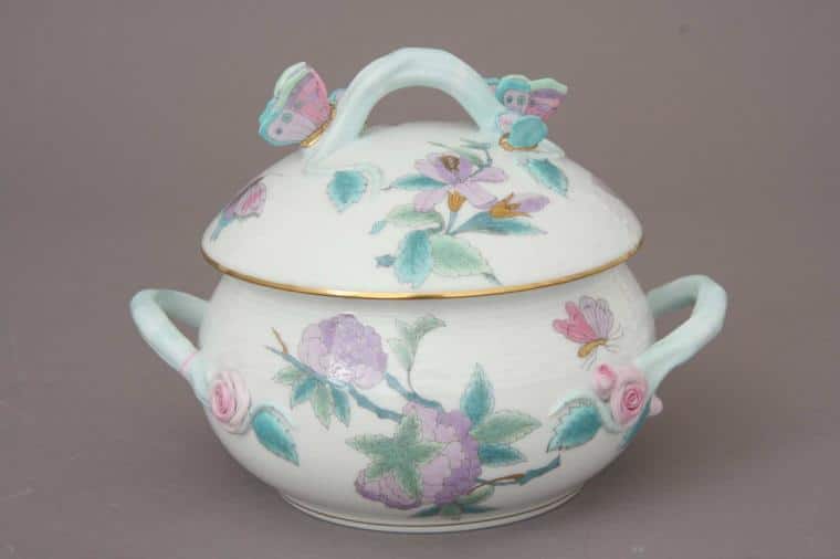 Soup tureen, butterfly knob - Royal Garden Turquoise 1L 00025-0-17 EVICT2