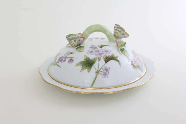 00075-0-17 EVICT1 Butter Dish Royal Garden Buttrfly Knob