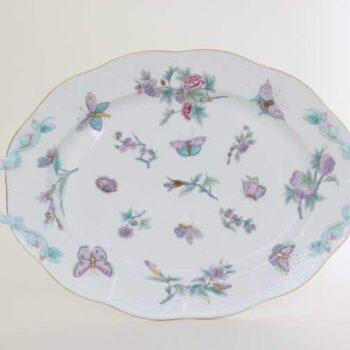 00120-0-00 EVICT2 Oval Dish with Handle Royal Garden Herend Fine Porcelain