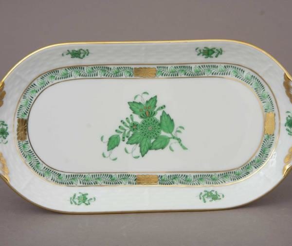 Small Sandwich Dish Chinese Bouquet Green Herend Fine China