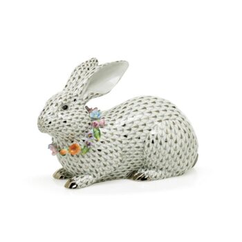 herend+reserve+grey+bunny+with+garland