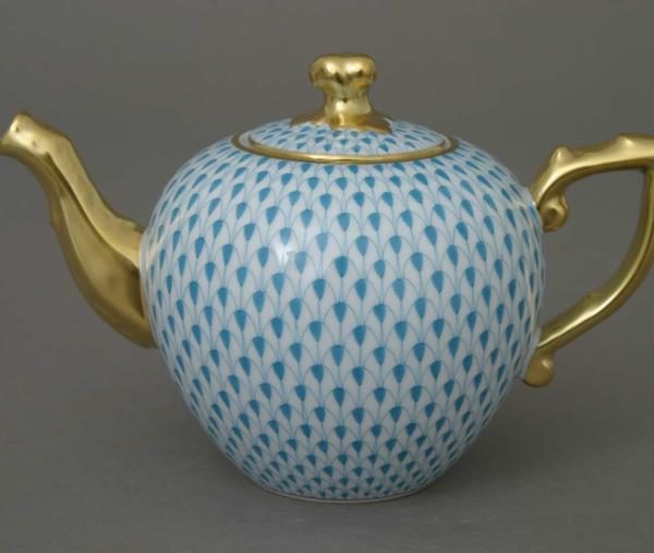 Herend Fishnet Turquoise Teapot 20607-0-06
