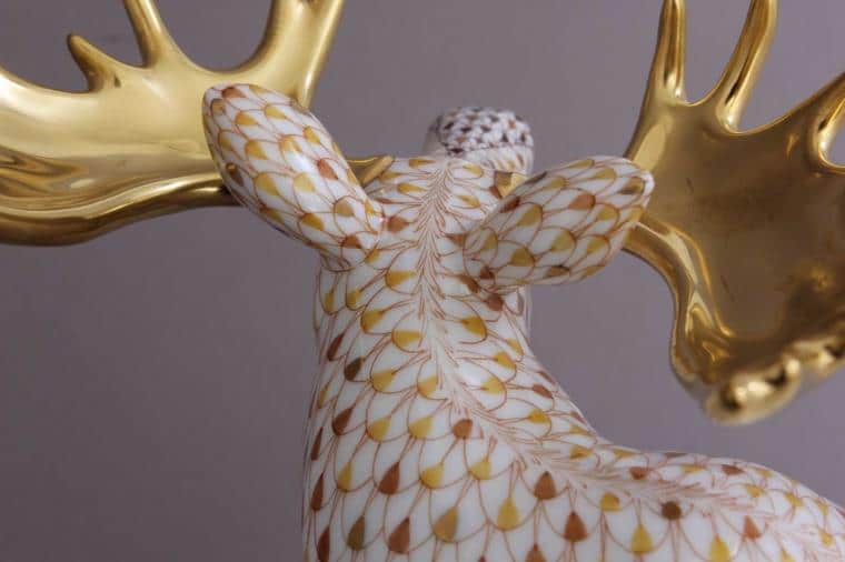 Herend-Porcelain-Moose-Animal-Figurine