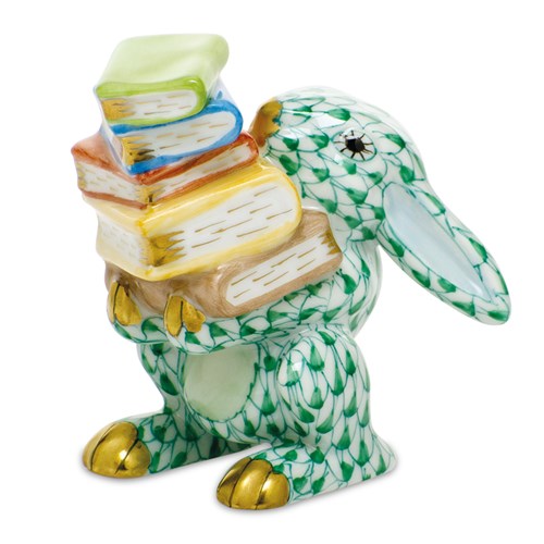 herend+scholarly+bunny,+green