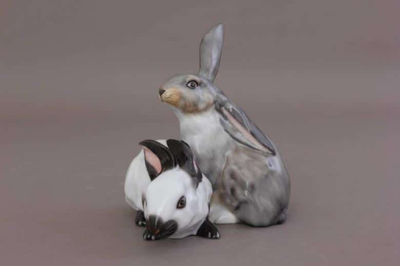 Herend-Figurine-Rabbit-Pair-Glazed-Natural05269000CD