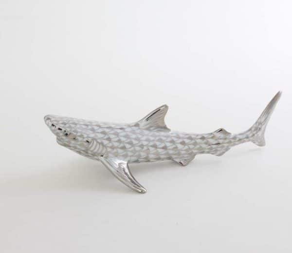 Herend-Shark-Figurine-Fishnet-Platinum-15517000PTVH