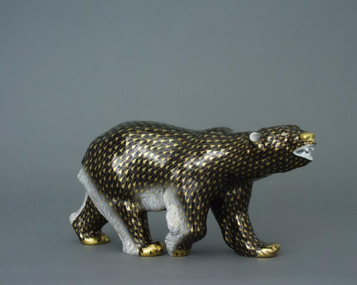 Herend-Polar-Bear-Black-Gold-Fishnet-Figurine-Animal-05299-0-00 VHN-OR