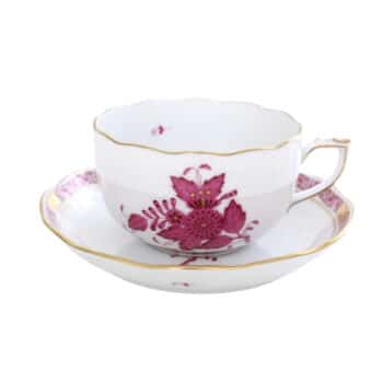 Teacup and Saucer - Chinese Bouquet Pink Raspberry