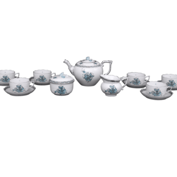 Herend-Tea-Set-for-6-Chinese-Bouquet-Apponyi-Turquoise-Platinum