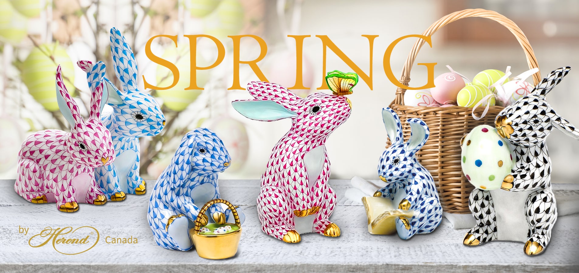 Herend-Spring-Bunnies-Figurines-Hungary