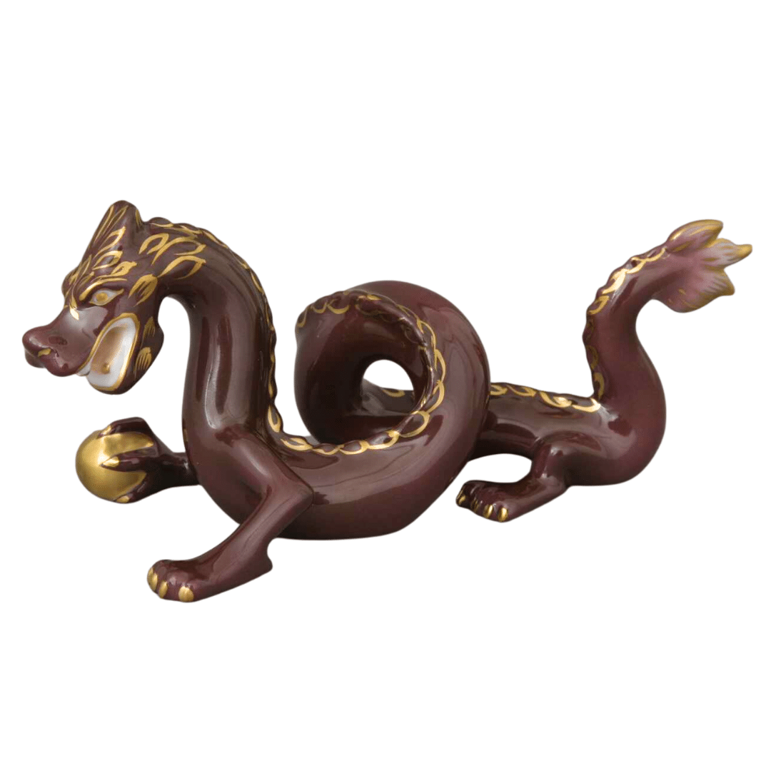 Herend-Porcelain-Dragon-Figurine-Brown-15070-0-00-V-M
