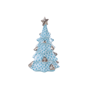 Herend-Christmas-tree-Figurine-Fishnet-Turquoise-Platinum